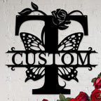 Personalized Custom Letter Name metal Signs, Custom Black Letter Monogram Wall by Casebrick