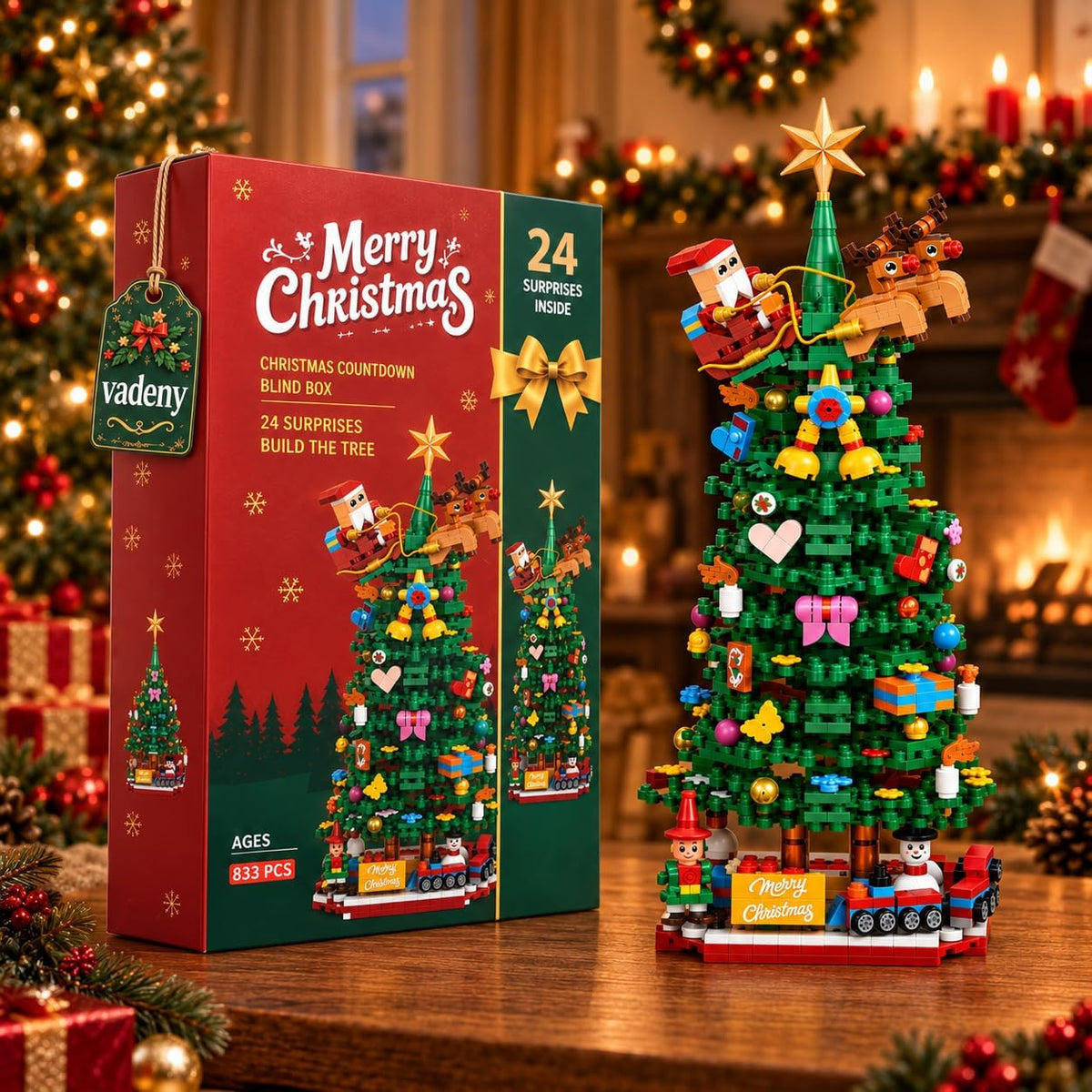 Advent Calendar 2026 Christmas Tree Building Blocks 24 Days Countdown Set