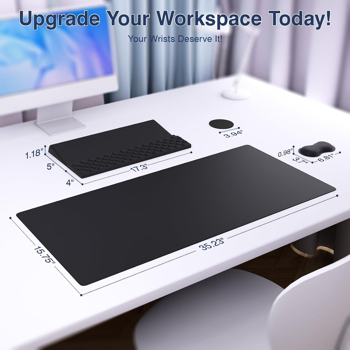 Ospelelf Keyboard Wrist Rest Stand Pad and Ergonomic Mouse Pad Set with Large...