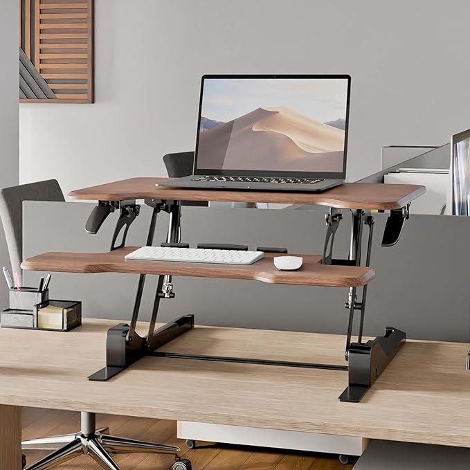 Mount-It! Height Adjustable Standing Desk Converter, Compact 30” Wide Tabletop - Image 5