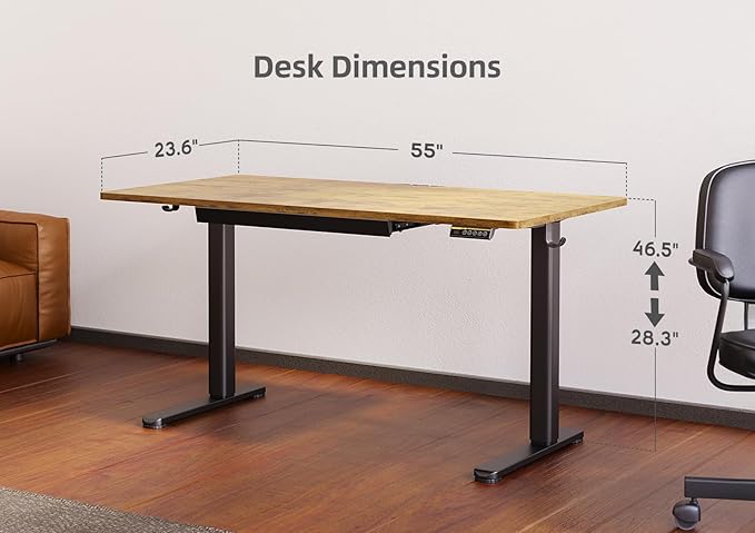 Claiks Standing Desk with Drawers, 55x24 Inch Electric Adjustable Height Sit - Image 3