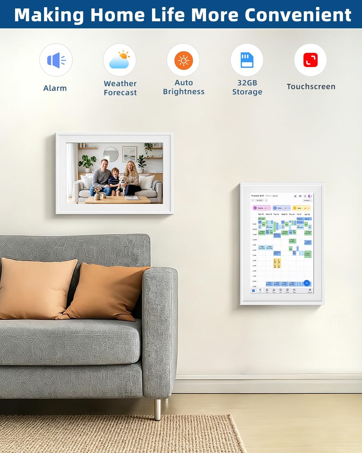 15.6in Digital Calendar for Family, No Subscription, Syncs Google Calendar
