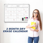 Lincia 36" x 12" Magnetic Horizontal 2 Month Dry Erase Calendar - Image 3
