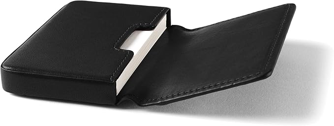 Leatherology Premium Black Oil Business Card Case, Magnetic Closure ID Holder - Image 2