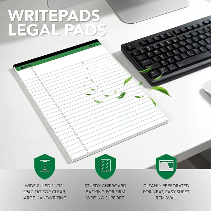 KAISA Legal Notepads 8.5"x11.75"，12pads note pads Writing Pads Recycled Paper - Image 4