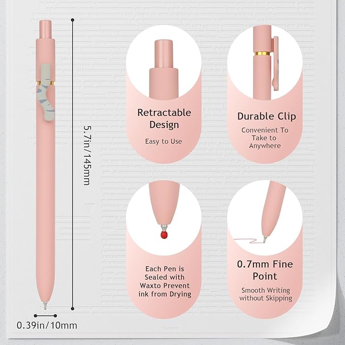 Ddaowanx Cat Gel Pens, 6 Assorted Colors 0.7mm Cute Colored Pens Fine Point - Image 2