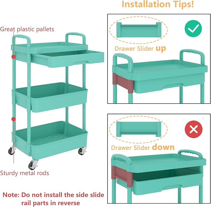 Calmootey 3-Tier Rolling Utility Cart - Image 6