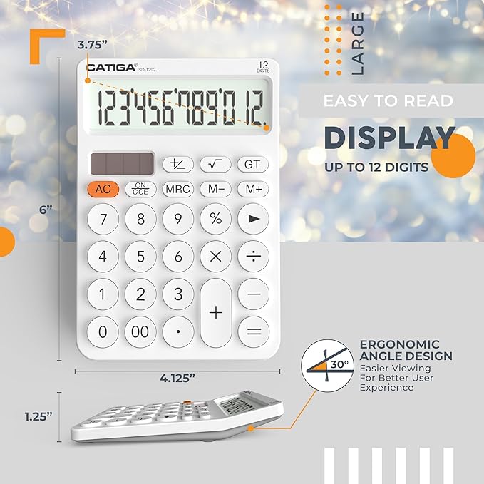 CATIGA 12 Digit Desktop Calculator Basic Desk Calculator - Image 4