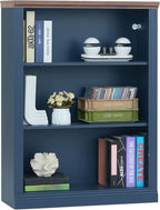 RWYHG 43" Blue Tall Bookshelf, 3-Tier Thick Wooden Book Shelf - Image 9