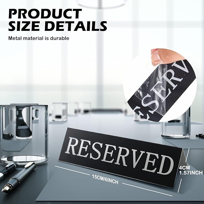 Peryiter 12 Pcs Table Top Reserved Sign Metal Reserved Table Tent Signs Double - Image 2