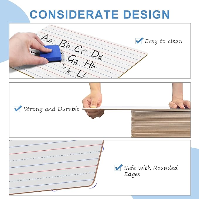 24 Pack Dry Erase Boards, Education Teacher Classroom, Mini Portable Learning - Image 4