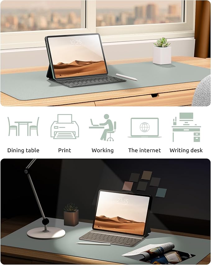 YSAGi Leather Desk Protector, Office Mat, Large Mouse Mat, Non-Slip PU Leather - Image 6