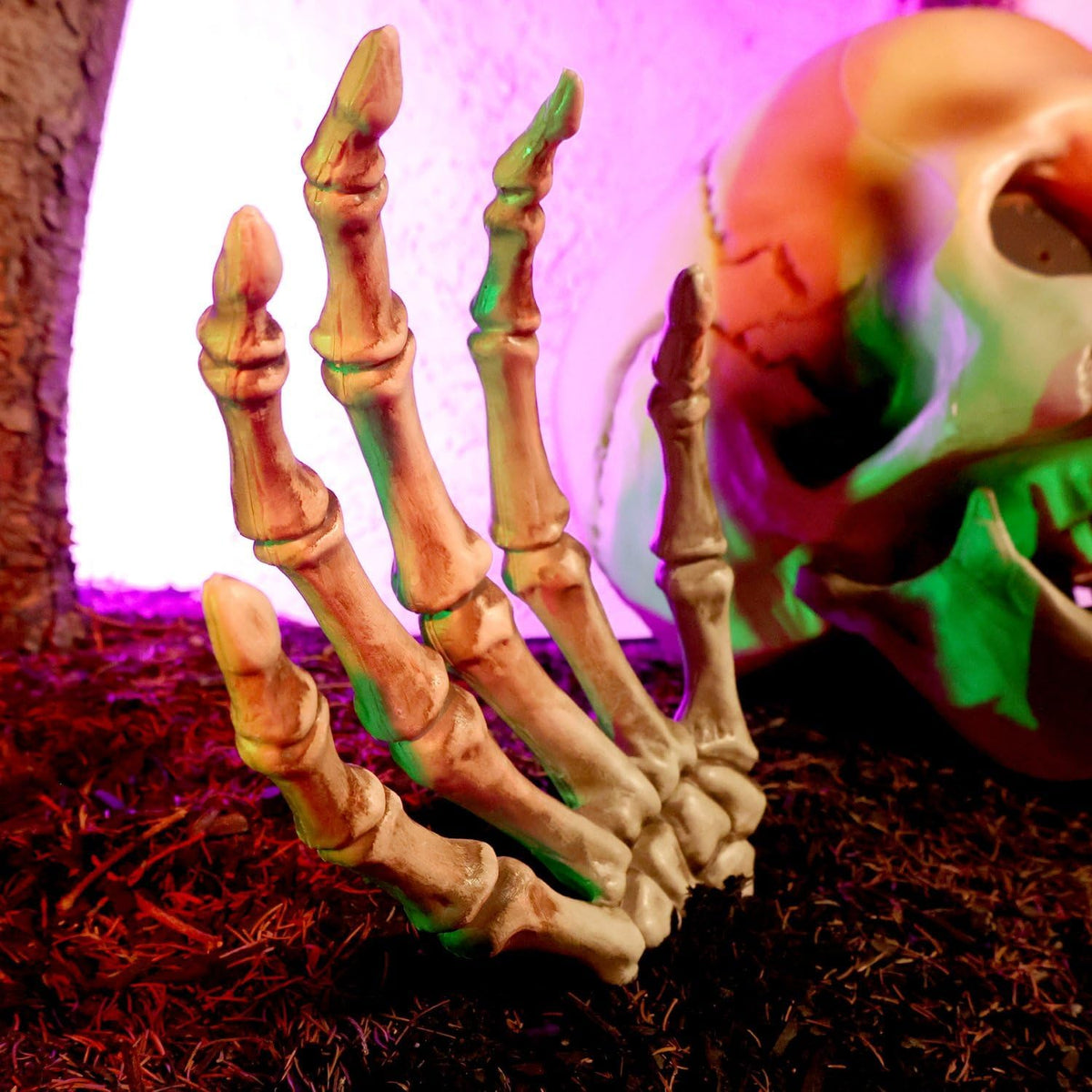 Haunted Hill Farm 1.3-Ft. Giant Talking Skeleton with Hands Halloween Decor