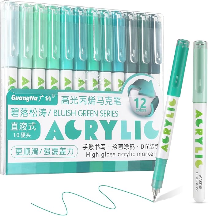 kander Acrylic Gel Pens, 12 Colors Highlighter Acrylic Gel Ink Pens by Yourcreativeassistant
