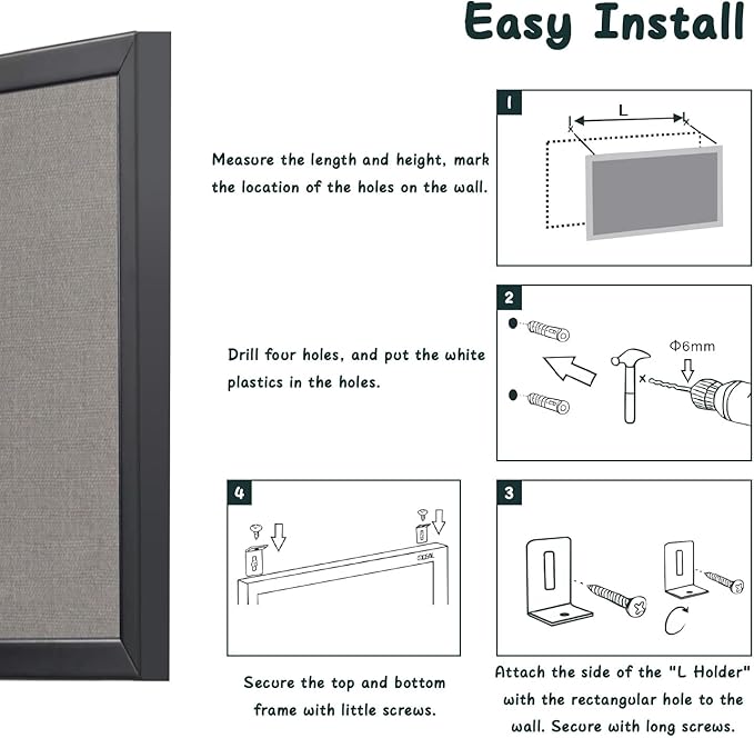 Gideal Bulletin Board 36 x 48 Inch, 100% Wood Framed Canvas Cork Board - Image 6