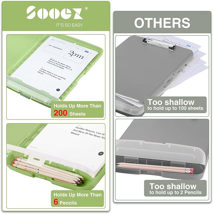 Sooez Clipboards with Storage, High Capacity Clip Boards 8.5x11 with Storage - Image 3