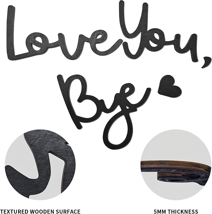Large Love You Bye Wood Sign Home Decor, Above Door Topper Decoration, Boho - Image 5