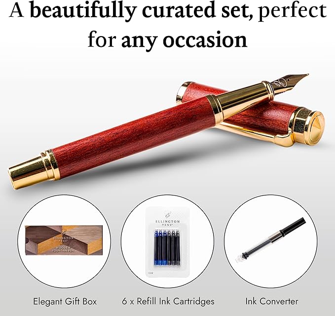 Ellington Pens Luxury Wood Fountain Pen Set –Medium Nib - Image 2