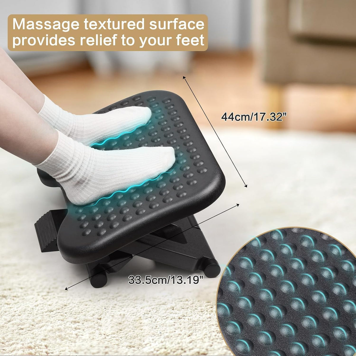 Auslar Foot Rest Under Desk at Work, Ergonomic Desk Footrest with Massage