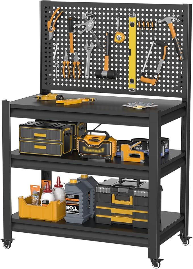 10 Sets Storage Shelves with Pegboard, Heavy Duty Garage Shelving Units and by Unknown