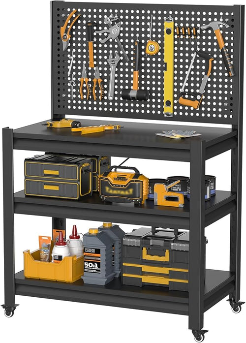 10 Sets Storage Shelves with Pegboard, Heavy Duty Garage Shelving Units and by Unknown