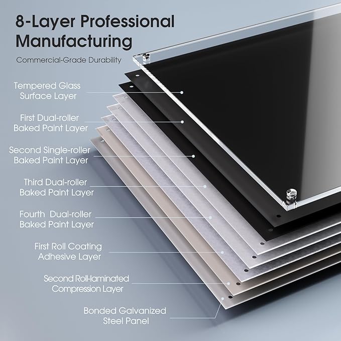 MaxGear Glass Whiteboard, Tempered Magnetic Dry Erase Board 96 x 48 Inch Black - Image 4