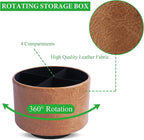 Hennaja Round Leather Art Supply Organizer, Remote Control Holder, 360 Degree - Image 3