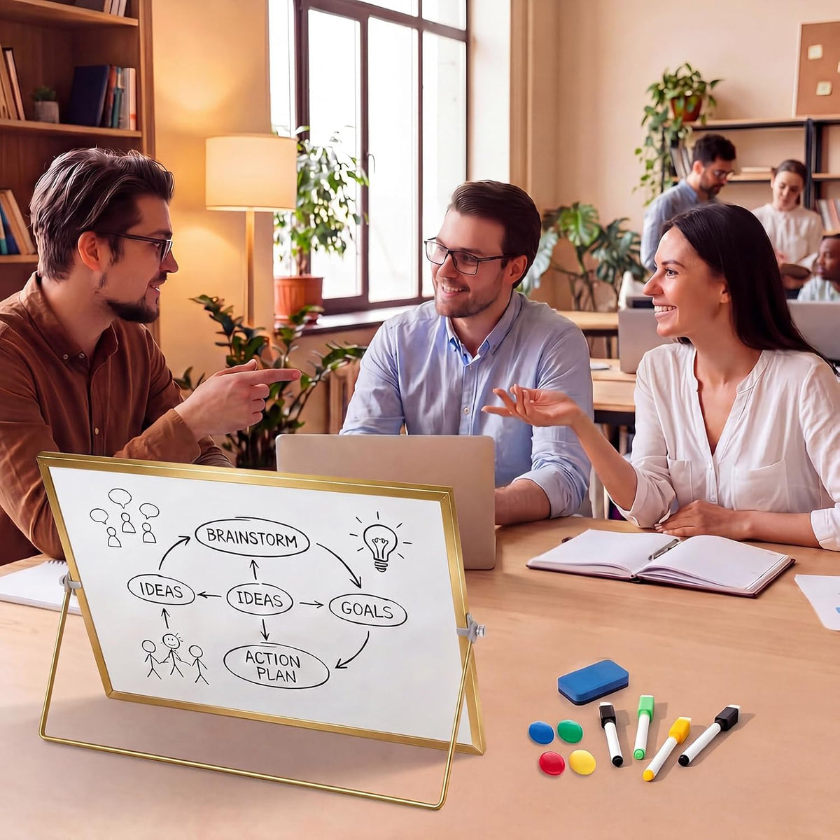 Lincia 16x20inch Sturdy Portable Dry Erase White Board, Magnetic Double Sided...