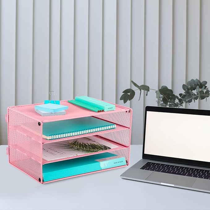 EASEPRES Paper Organizer Tray, 3 Tier Mesh Desk File Organizer Letter Sorter - Image 7