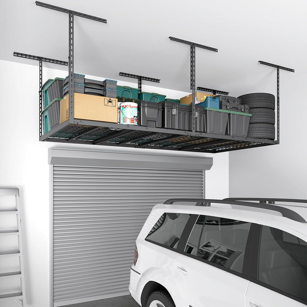 4x8 ft overhead garage storage rack,750lbs weight capacity on a desk or shelf