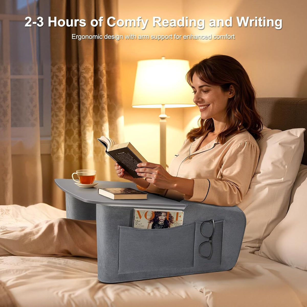 OPTIXCELL Reading Pillow with Arm Rests,Lap Desk Pillow for Bed & Couch
