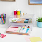 STORi STAX Plastic Stackable Organizer Drawers Clear | 12.5" Wide | Set - Image 7