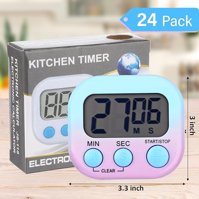 Weewooday 24 Pcs Digital Kitchen Timer Magnetic Timer Bulk On/Off Switch Minute - Image 2