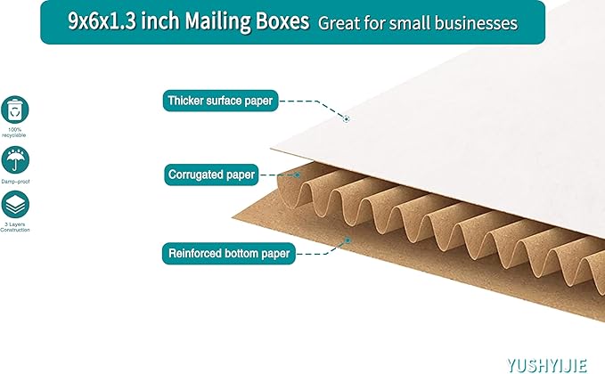 YUSHYIJIE 9x6x1.3 inch Small Shipping Boxes, 25 Pack - Image 4