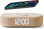 fabric digital alarm clock for bedroom, wireless charging, main product view