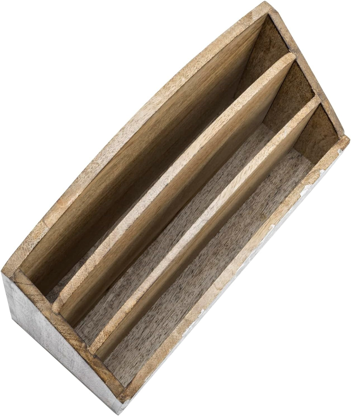 MyGift 3 Tier Rustic Solid Mango Wood Desk Mail Holder and Stationery Sorter ...