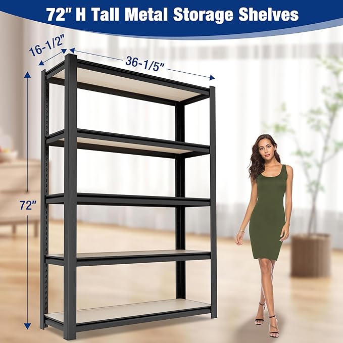 WORKPRO House 3000lbs 5-Tier Shelving Unit, Boltless Book Shelf, Shelf Organizer - Image 3