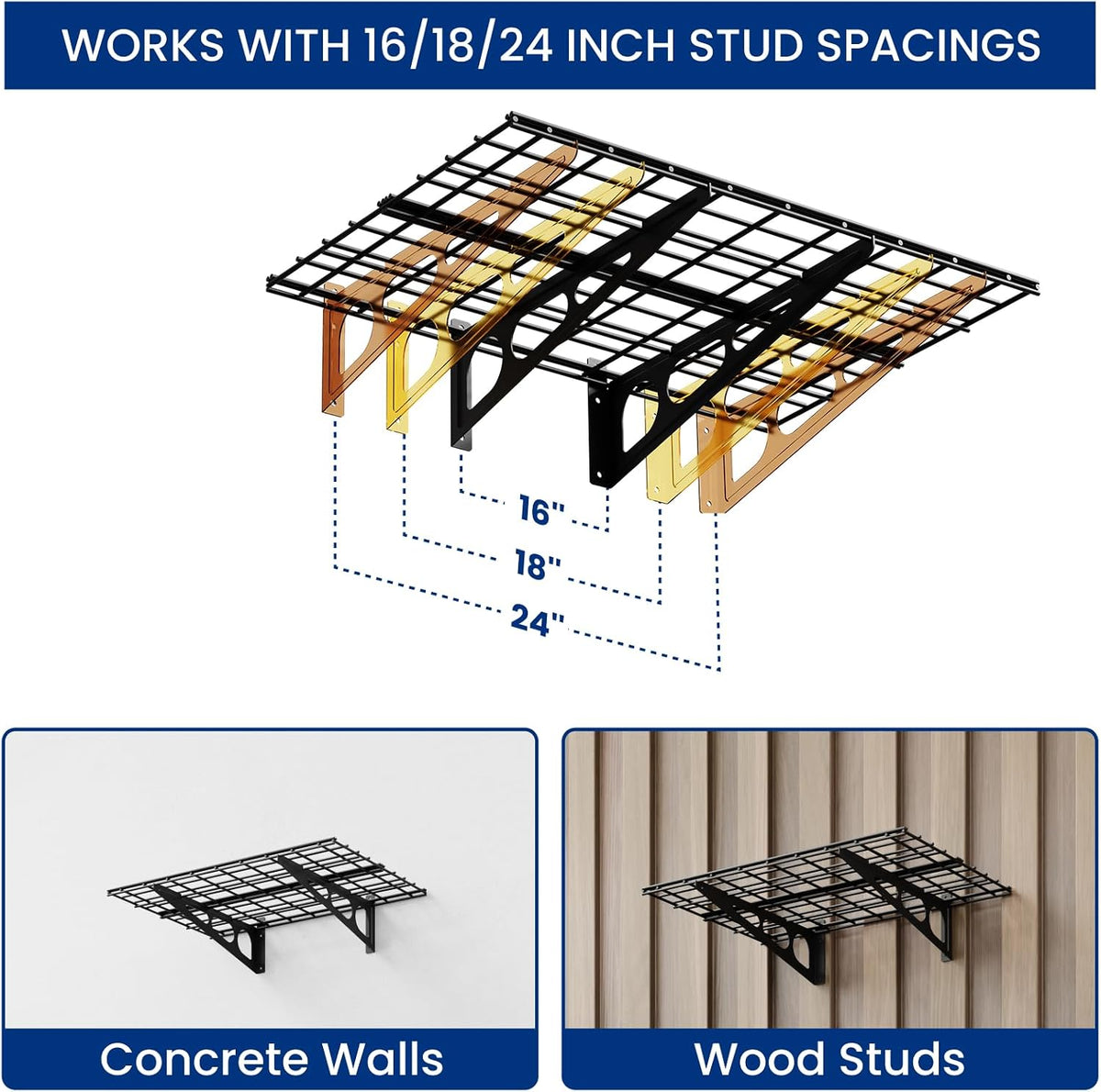 fleximounts 1-pack 2x3ft garage shelving wall-mounted storage rack, package contents