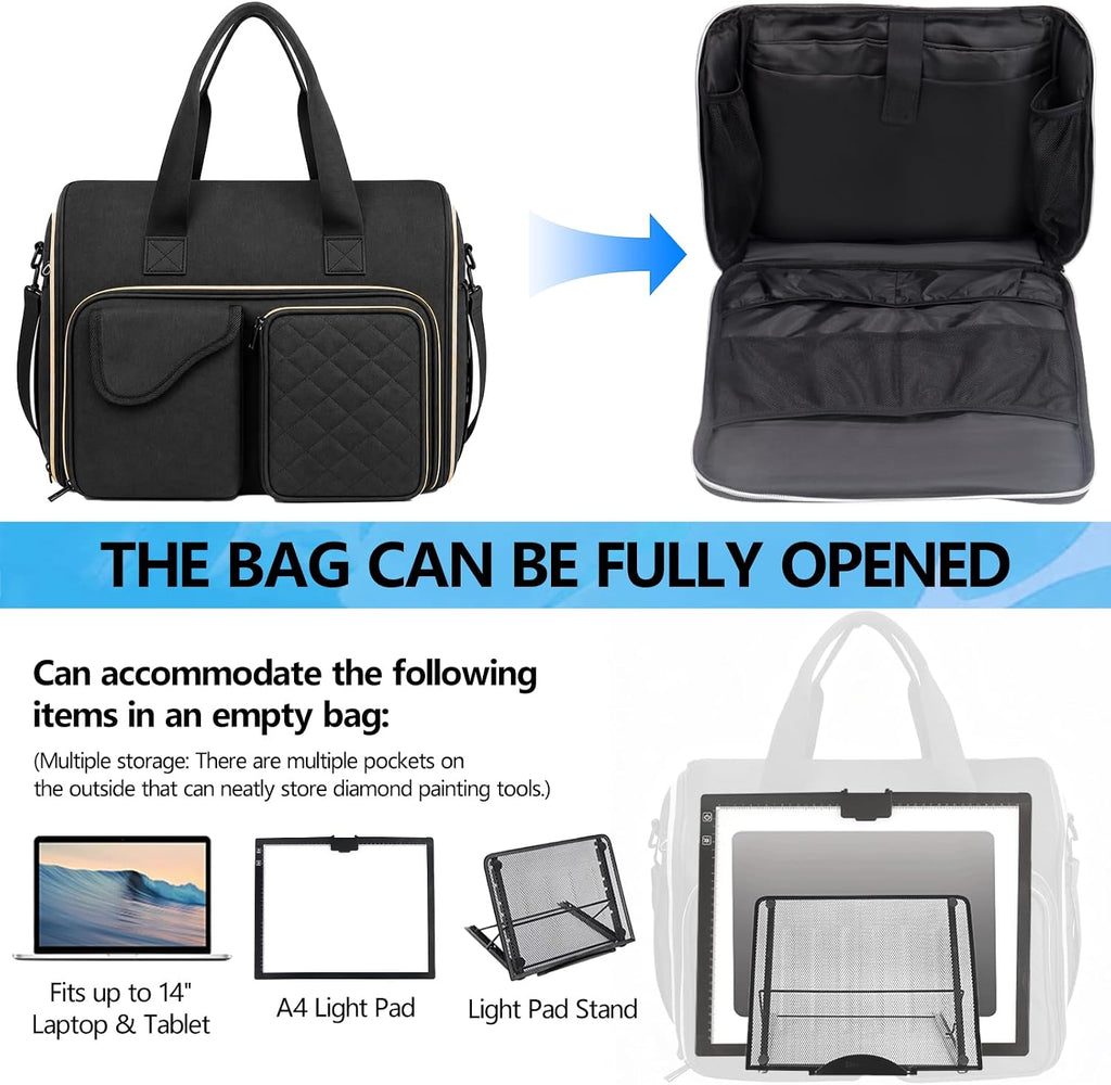 portable a4 light pad storage bag for diamond showing dimensions