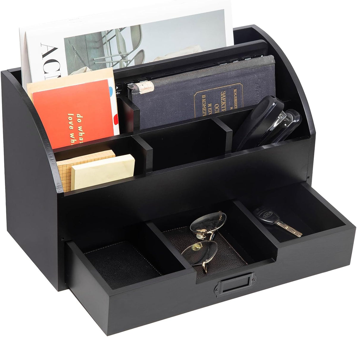 canwedance Distressed Rustic Wooden Office Desk Organizer 5 Compartment with ...