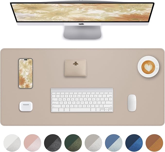 Leather Desk Pad Protector, Mouse Pad, Office Desk Mat, Non-Slip PU Leather by AFIING