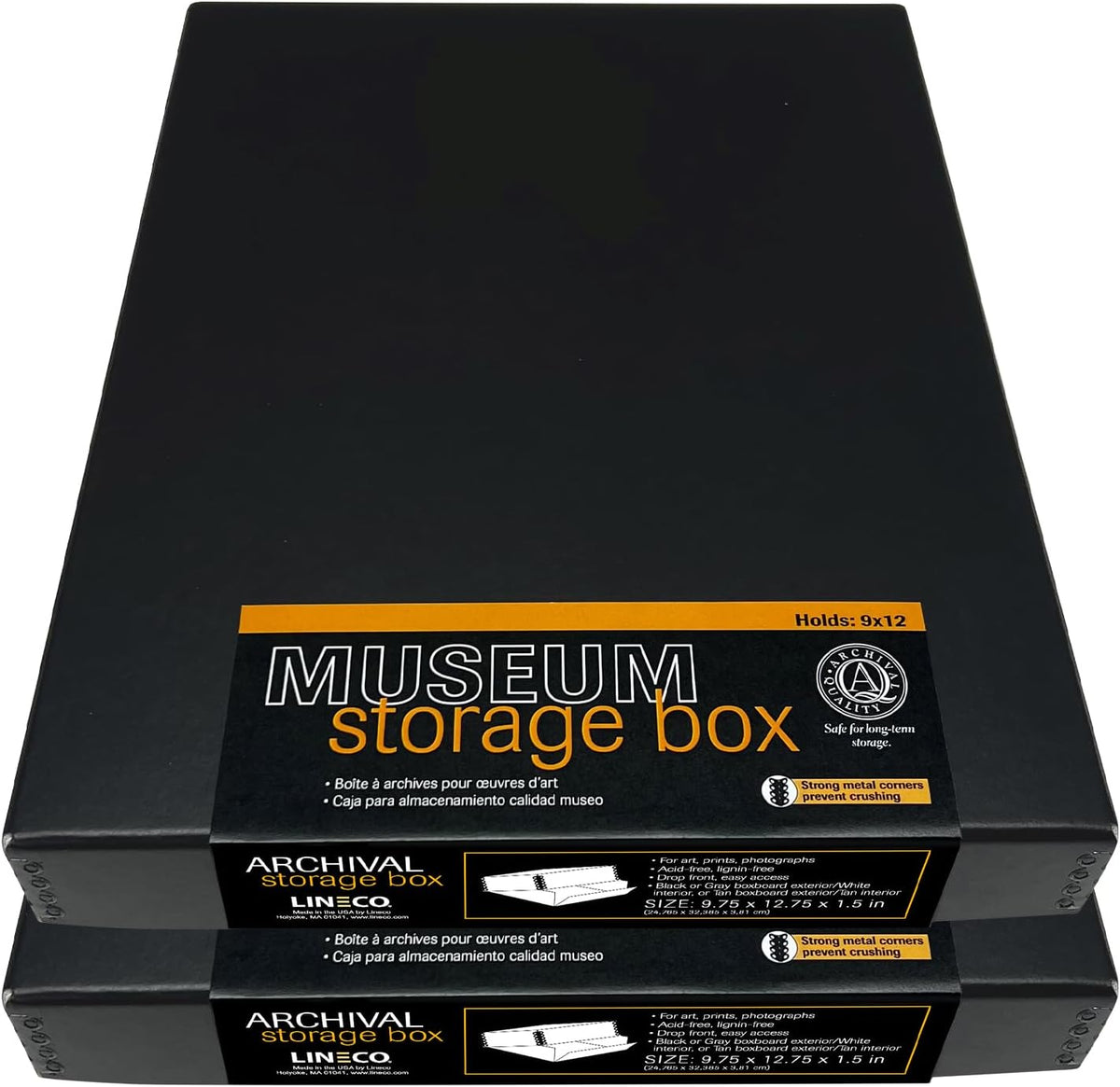 Lineco Museum Archival Storage Box, 9.75x12.75x1.5 in. Drop Front Design.