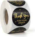 Yoption 500 Pcs 1.5 Inch Black Thank You Stickers Roll for Small Business, Self-Adhesive Envelope Seal Stickers