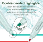 Techjob Aesthetic Highlighters 6 Pack Dual Tips, Double Line Highlighters - Image 3