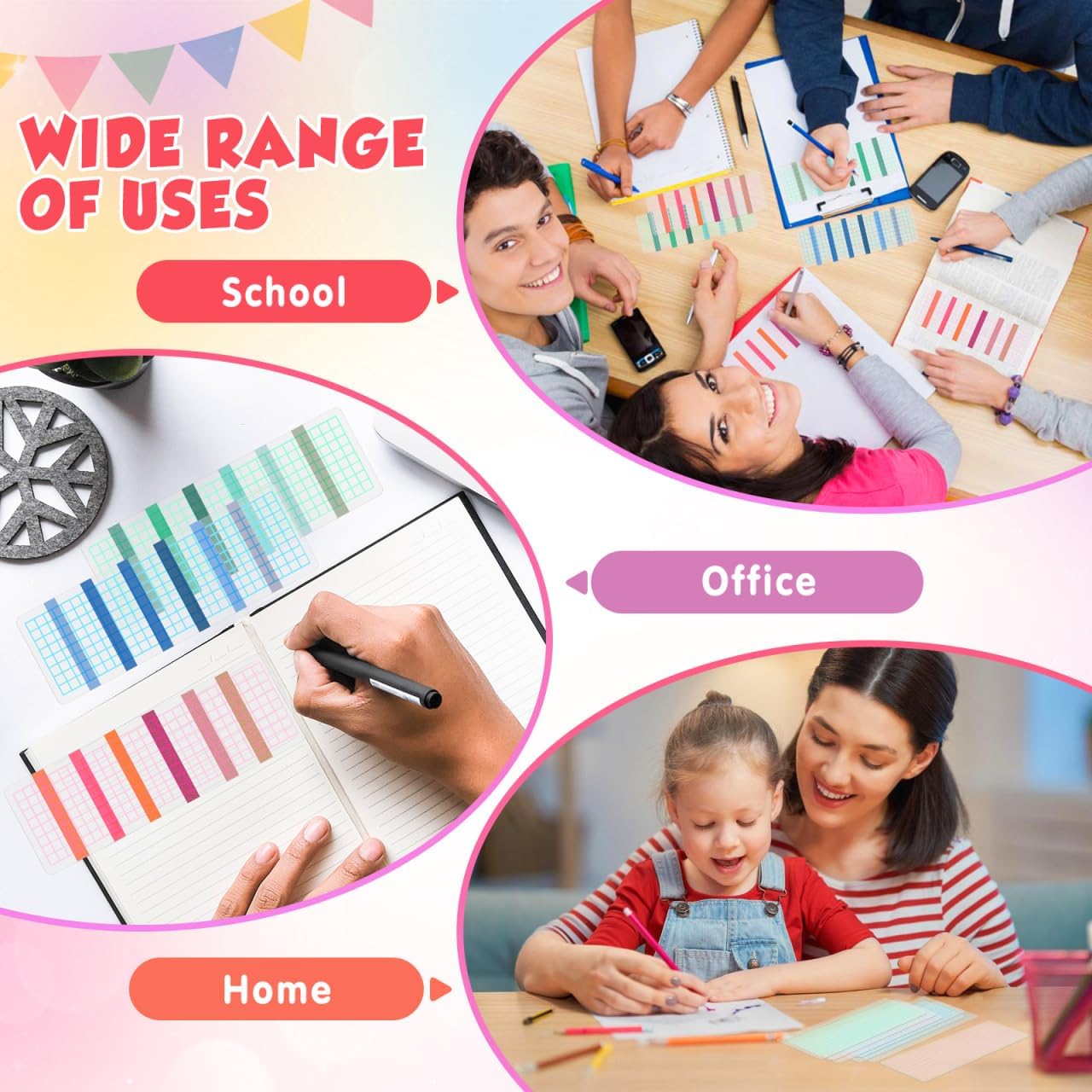 NUOBESTY 40Pcs Washi Cards Tape Sample Board, Portable Washi Tape Organizer Cards for Scrapbooking, Journaling, Planner Storage, Travel Journal, Craft Room, Office and School Use