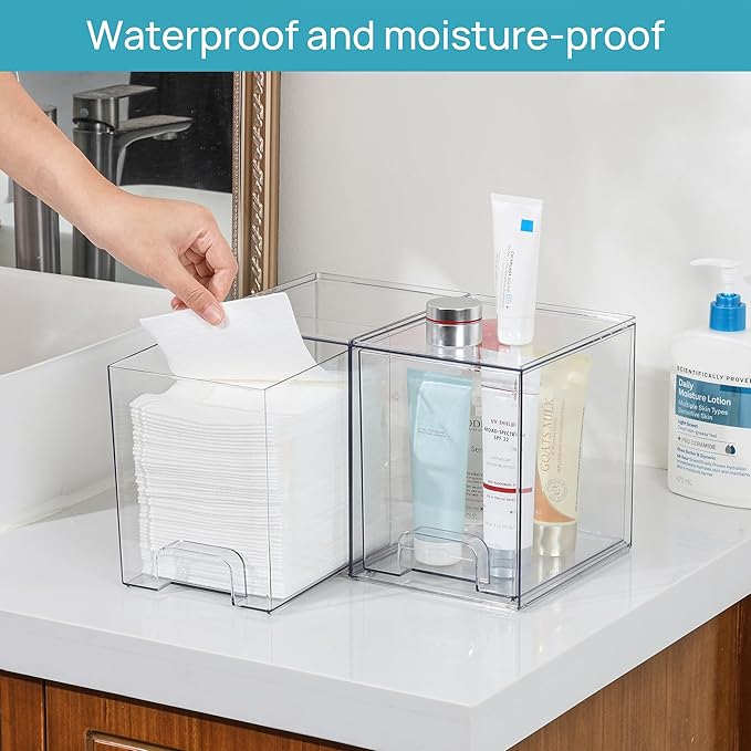 Vtopmart 7.6" H Clear Stackable Storage Drawers, 2 Pack Plastic Organizers Bins - Image 5