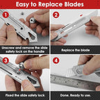 BIBURY 2 Pack Mutipurpose Utility Knife, Heave Duty Full Stainless Steel - Image 5