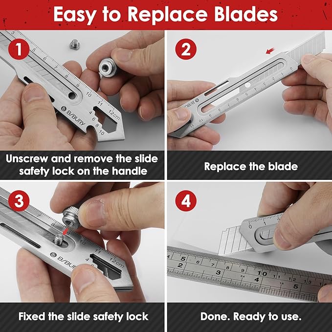 BIBURY 2 Pack Mutipurpose Utility Knife, Heave Duty Full Stainless Steel - Image 5