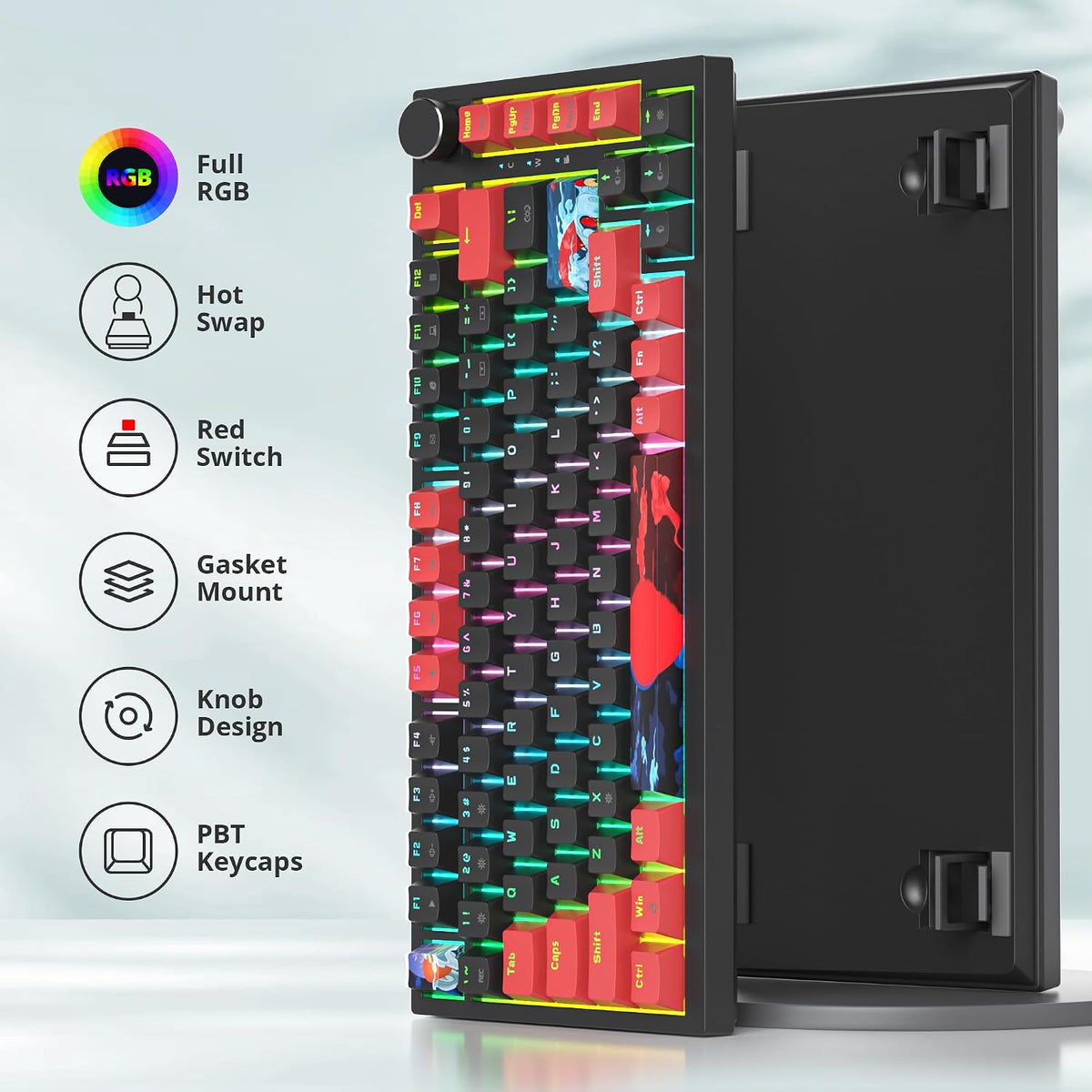 75% Mechanical Gaming Keyboard - Wired Gasket Mount TKL Hot Swappable RGB Bac...