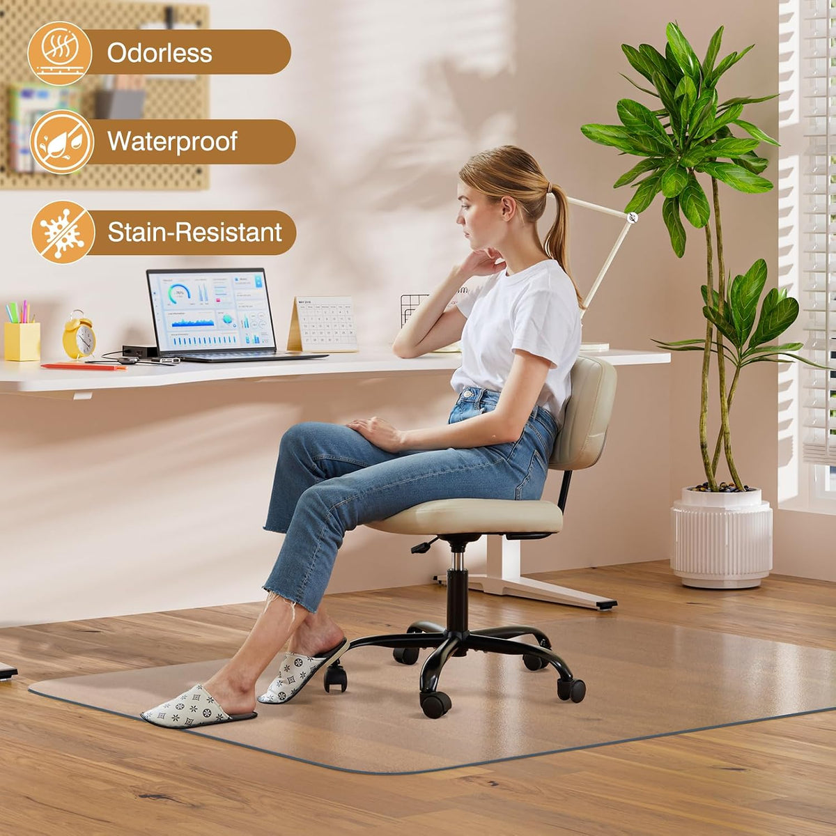 Office Chair Mat for Hardwood Floor, 46" x 60" Clear Plastic